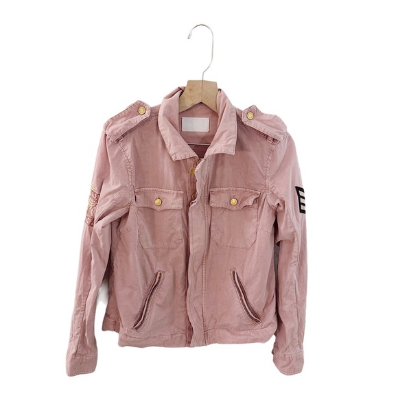 Zadig & Voltaire Military Army Pink Jacket Embroidered Patches Kavy Spa - Picture 1 of 9
